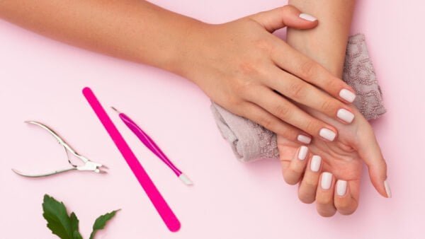 Nail this reverse french manicure in time for tonight's holiday party